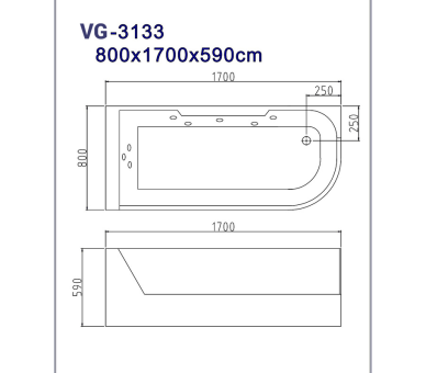 Гідромасажна ванна Veronis VG-3133 L 170x80
