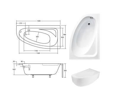 Акрилова ванна BESCO CORNEA 150x100 см. L/R
