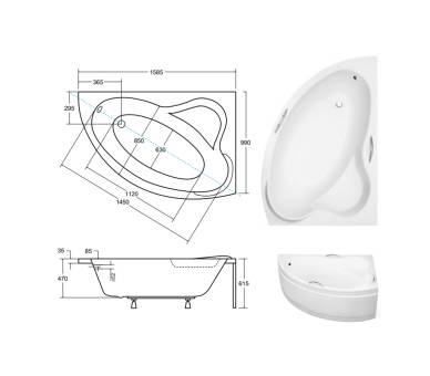 Акриловая ванна BESCO ADA 160x100 см. L/R