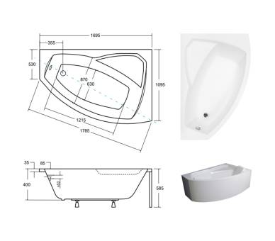 Акрилова ванна BESCO RIMA 170x110 см.