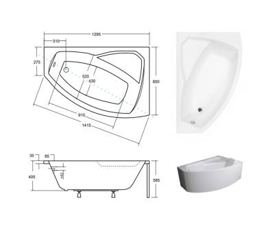 Акрилова ванна BESCO RIMA 130x85 см.
