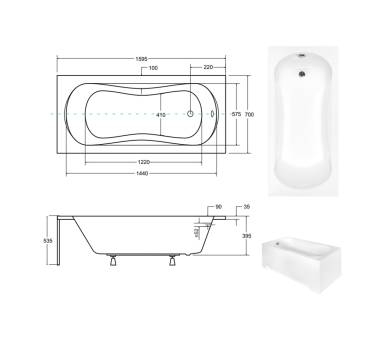 Акриловая ванна BESCO ARIA 160x70 см.