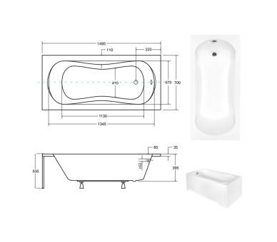 Акриловая ванна BESCO ARIA 150x70 см.
