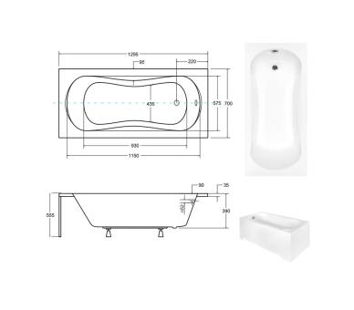 Акрилова ванна BESCO ARIA 130x70 см.