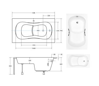 Акрилова ванна BESCO ARIA REHAB 120x70
