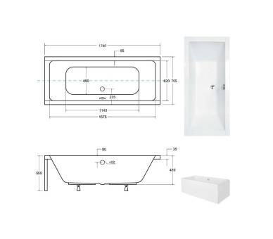 Акриловая ванна BESCO QUADRO 175x80 см.