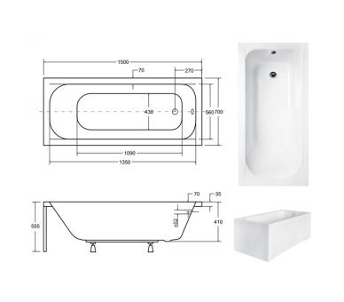 Акриловая ванна BESCO CONTINEA 150x70 см.