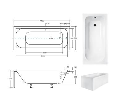 Акриловая ванна BESCO CONTINEA 140x70 см.