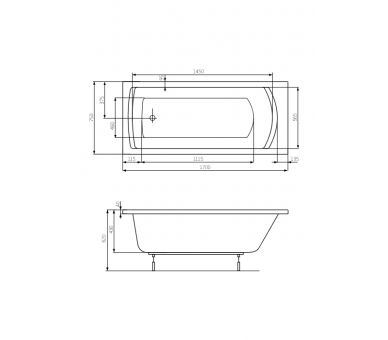 Акриловая ванна Roca LINEA 170х75 см.